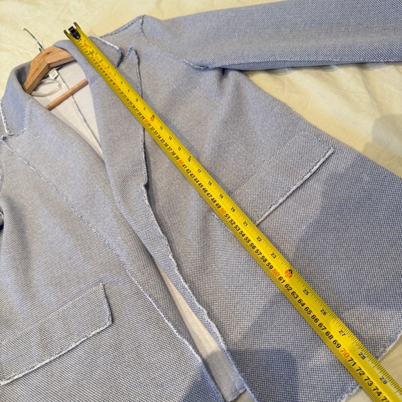 Topshop Boyfriend Blazer with Raw Hem in Blueish Grey - Size 8, Soft & Chic Look - Picture 5 of 10
